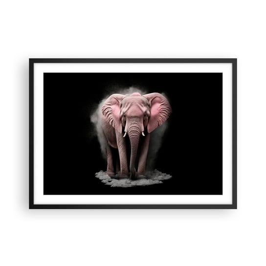 Obraz - Plakat - Nie myśl o różowym słoniu! - 70x50cm - Słońce Safari Afryka - Nowoczesny modny obraz Plakat czarna rama ARTTOR ARTTOR
