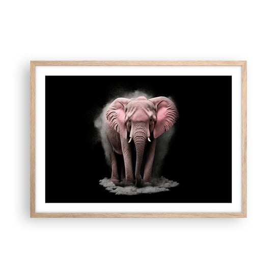 Obraz - Plakat - Nie myśl o różowym słoniu! - 70x50cm - Słońce Safari Afryka - Nowoczesny modny obraz Plakat rama jasny dąb ARTTOR ARTTOR