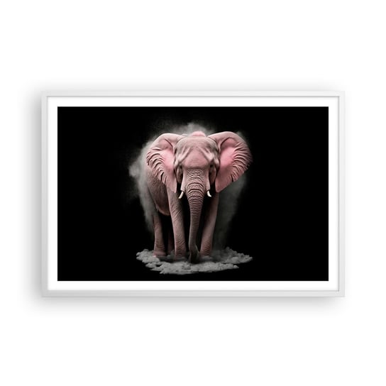 Obraz - Plakat - Nie myśl o różowym słoniu! - 91x61cm - Słońce Safari Afryka - Foto Plakaty na ścianę w ramie białej - Plakat do Salonu Sypialni ARTTOR ARTTOR