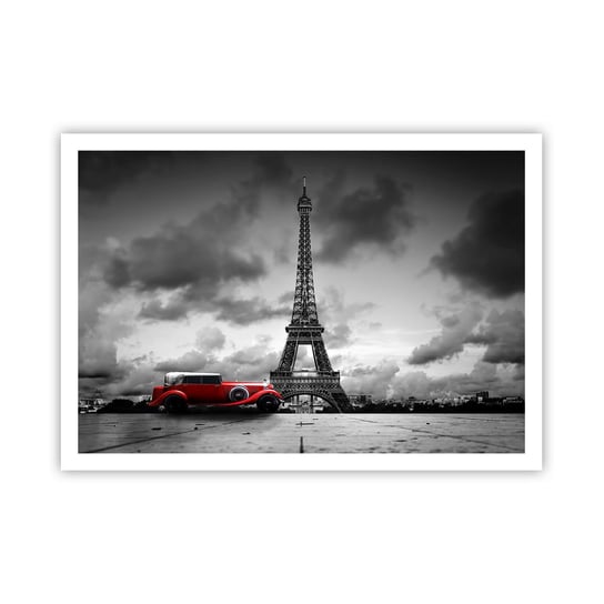 Obraz - Plakat - Nie tak dawno w Paryżu - 100x70cm - Motoryzacja Wieża Eiffla Paryż - Foto Plakaty bez ramy na ścianę do Salonu Sypialni ARTTOR ARTTOR