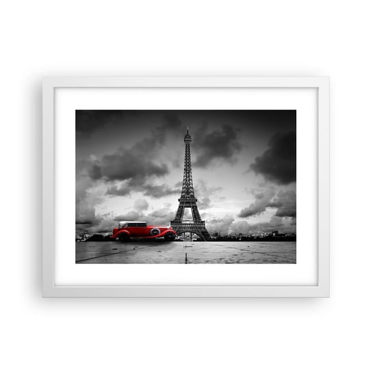 Obraz - Plakat - Nie tak dawno w Paryżu - 40x30cm - Motoryzacja Wieża Eiffla Paryż - Foto Plakaty na ścianę w ramie białej - Plakat do Salonu Sypialni ARTTOR ARTTOR