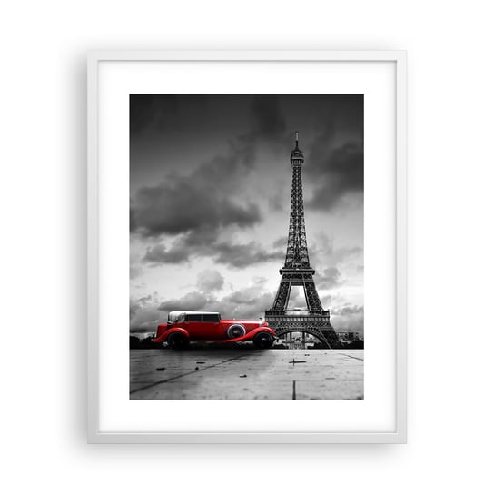 Obraz - Plakat - Nie tak dawno w Paryżu - 40x50cm - Motoryzacja Wieża Eiffla Paryż - Foto Plakaty w ramie koloru białego do Salonu Sypialni ARTTOR ARTTOR