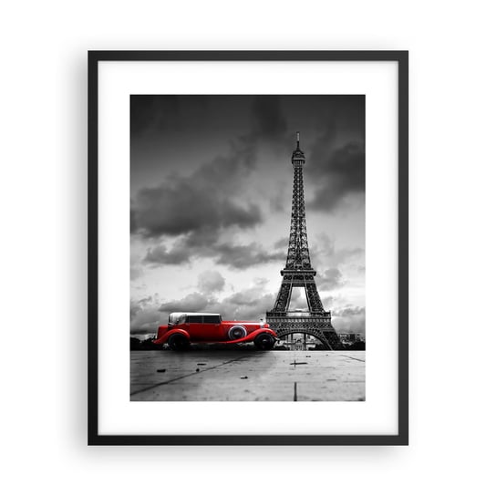 Obraz - Plakat - Nie tak dawno w Paryżu - 40x50cm - Motoryzacja Wieża Eiffla Paryż - Foto Plakaty w ramie koloru czarnego do Salonu Sypialni ARTTOR ARTTOR