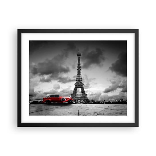 Obraz - Plakat - Nie tak dawno w Paryżu - 50x40cm - Motoryzacja Wieża Eiffla Paryż - Foto Plakaty w ramie koloru czarnego do Salonu Sypialni ARTTOR ARTTOR