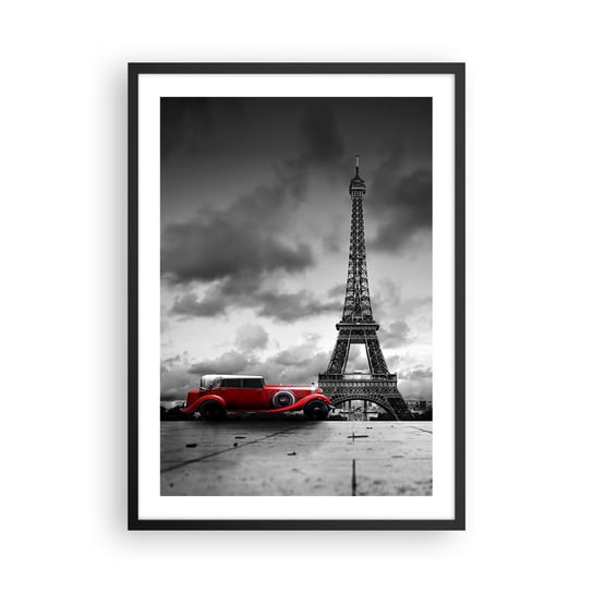 Obraz - Plakat - Nie tak dawno w Paryżu - 50x70cm - Motoryzacja Wieża Eiffla Paryż - Nowoczesny modny obraz Plakat czarna rama ARTTOR ARTTOR
