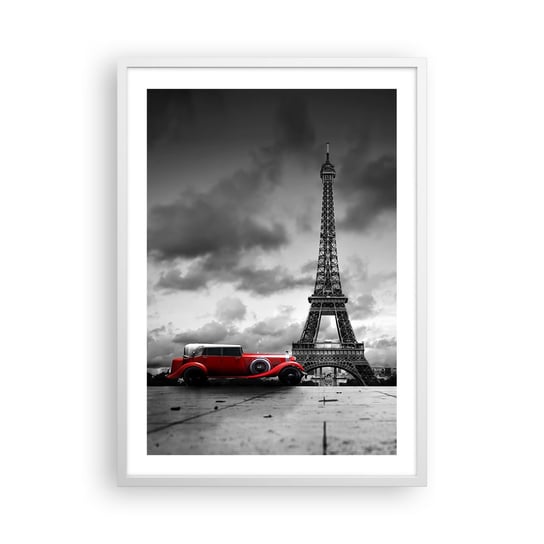 Obraz - Plakat - Nie tak dawno w Paryżu - 50x70cm - Motoryzacja Wieża Eiffla Paryż - Nowoczesny modny obraz Plakat rama biała ARTTOR ARTTOR