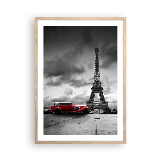 Obraz - Plakat - Nie tak dawno w Paryżu - 50x70cm - Motoryzacja Wieża Eiffla Paryż - Nowoczesny modny obraz Plakat rama jasny dąb ARTTOR ARTTOR