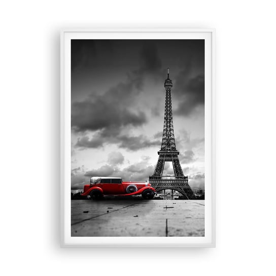 Obraz - Plakat - Nie tak dawno w Paryżu - 70x100cm - Motoryzacja Wieża Eiffla Paryż - Foto Plakaty w ramie koloru białego do Salonu Sypialni ARTTOR ARTTOR