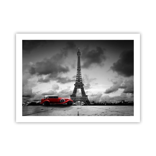 Obraz - Plakat - Nie tak dawno w Paryżu - 70x50cm - Motoryzacja Wieża Eiffla Paryż - Nowoczesny modny obraz Plakat bez ramy do Salonu Sypialni ARTTOR ARTTOR