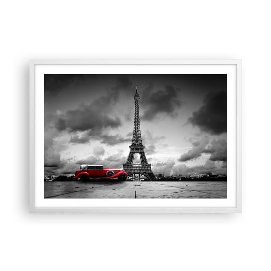 Obraz - Plakat - Nie tak dawno w Paryżu - 70x50cm - Motoryzacja Wieża Eiffla Paryż - Nowoczesny modny obraz Plakat rama biała ARTTOR ARTTOR