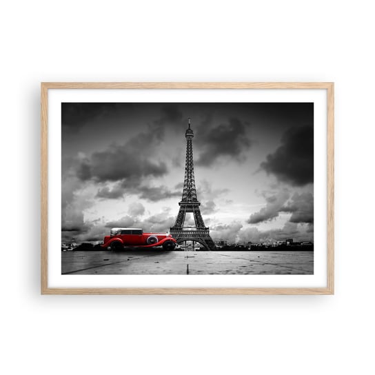 Obraz - Plakat - Nie tak dawno w Paryżu - 70x50cm - Motoryzacja Wieża Eiffla Paryż - Nowoczesny modny obraz Plakat rama jasny dąb ARTTOR ARTTOR