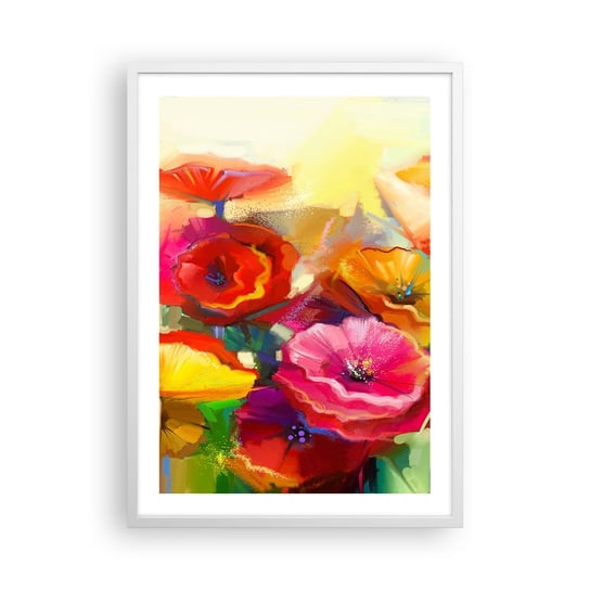 Obraz - Plakat - Nie tylko czerwone - 50x70cm - Kwiaty Maki Ogród - Nowoczesny modny obraz Plakat rama biała ARTTOR ARTTOR