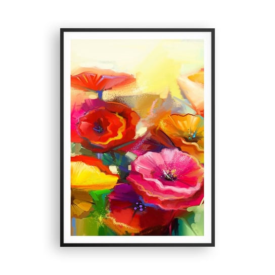 Obraz - Plakat - Nie tylko czerwone - 70x100cm - Kwiaty Maki Ogród - Foto Plakaty w ramie koloru czarnego do Salonu Sypialni ARTTOR ARTTOR
