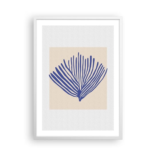 Obraz - Plakat - Niebieski wachlarz - 50x70cm - Koralowiec Rafa Koralowa Minimalizm - Nowoczesny modny obraz Plakat rama biała ARTTOR ARTTOR