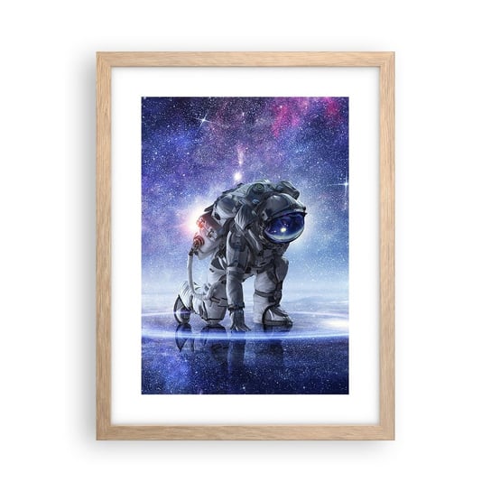 Obraz - Plakat - Niebo gwiaździste nade mną - 30x40cm - Kosmonauta Kosmos Astronauta - Foto Plakaty na ścianę w ramie jasny dąb - Plakat do Salonu Sypialni ARTTOR ARTTOR