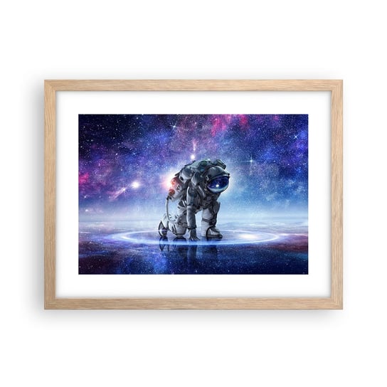 Obraz - Plakat - Niebo gwiaździste nade mną - 40x30cm - Kosmonauta Kosmos Astronauta - Foto Plakaty na ścianę w ramie jasny dąb - Plakat do Salonu Sypialni ARTTOR ARTTOR