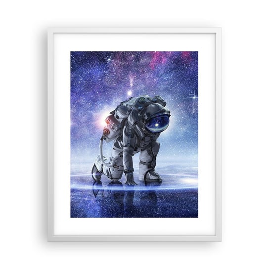 Obraz - Plakat - Niebo gwiaździste nade mną - 40x50cm - Kosmonauta Kosmos Astronauta - Foto Plakaty w ramie koloru białego do Salonu Sypialni ARTTOR ARTTOR