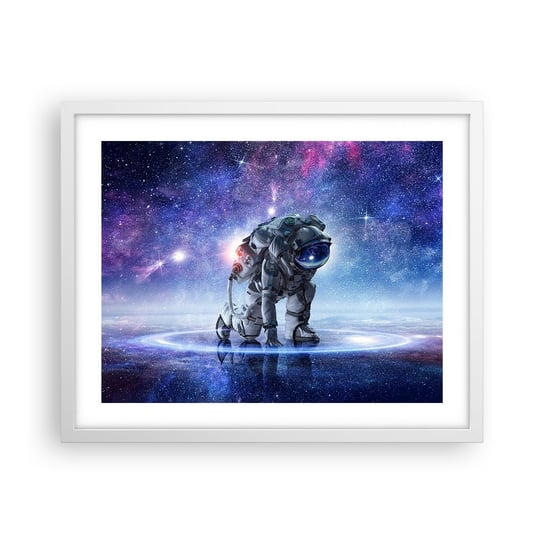 Obraz - Plakat - Niebo gwiaździste nade mną - 50x40cm - Kosmonauta Kosmos Astronauta - Foto Plakaty w ramie koloru białego do Salonu Sypialni ARTTOR ARTTOR