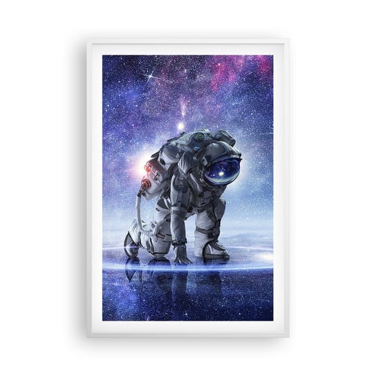 Obraz - Plakat - Niebo gwiaździste nade mną - 61x91cm - Kosmonauta Kosmos Astronauta - Foto Plakaty na ścianę w ramie białej - Plakat do Salonu Sypialni ARTTOR ARTTOR