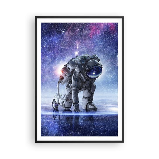 Obraz - Plakat - Niebo gwiaździste nade mną - 70x100cm - Kosmonauta Kosmos Astronauta - Foto Plakaty w ramie koloru czarnego do Salonu Sypialni ARTTOR ARTTOR