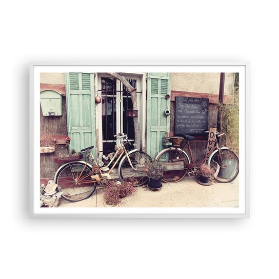 Obraz - Plakat - Niech żyje prowincja - 100x70cm - Rower Vintage Prowansja - Foto Plakaty w ramie koloru białego do Salonu Sypialni ARTTOR ARTTOR