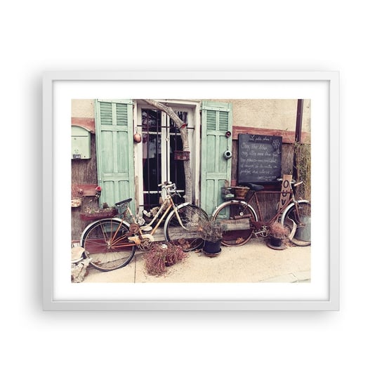 Obraz - Plakat - Niech żyje prowincja - 50x40cm - Rower Vintage Prowansja - Foto Plakaty w ramie koloru białego do Salonu Sypialni ARTTOR ARTTOR