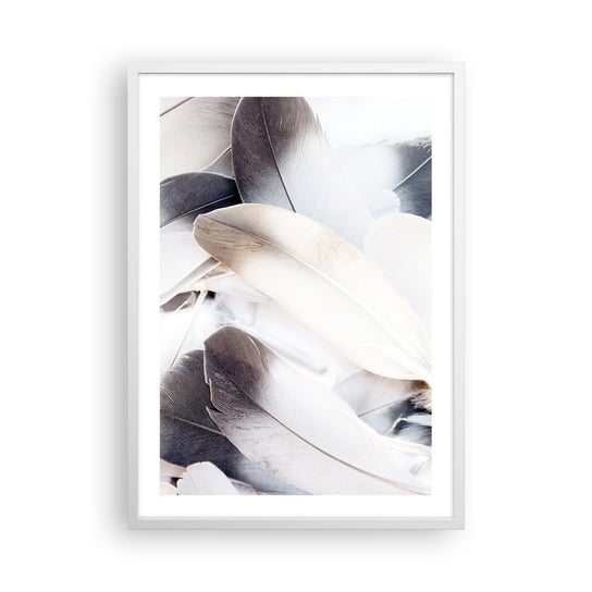 Obraz - Plakat - Niemal anielskie - 50x70cm - Pióra  Minimalistyczny Delikatny - Nowoczesny modny obraz Plakat rama biała ARTTOR ARTTOR