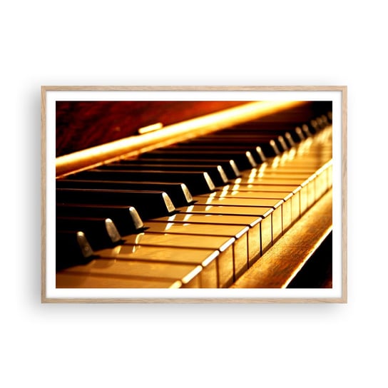 Obraz - Plakat - Nieograniczone możliwości - 100x70cm - Muzyka Fortepian Instrument Muzyczny - Foto Plakaty w ramie koloru jasny dąb do Salonu Sypialni ARTTOR ARTTOR