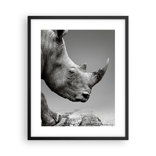 Obraz - Plakat - Niepowstrzymana siła - 40x50cm - Nosorożec Zwierzęta Afryka - Foto Plakaty w ramie koloru czarnego do Salonu Sypialni ARTTOR ARTTOR