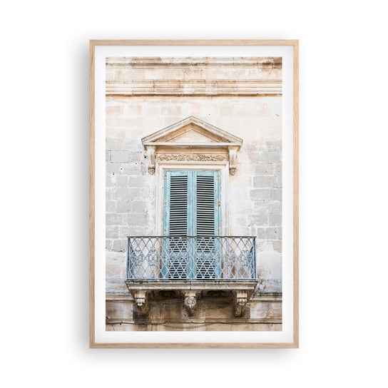 Obraz - Plakat - Niepowtarzalny urok Italii - 61x91cm - Balkon Starodawny Architektura - Foto Plakaty na ścianę w ramie jasny dąb - Plakat do Salonu Sypialni ARTTOR ARTTOR