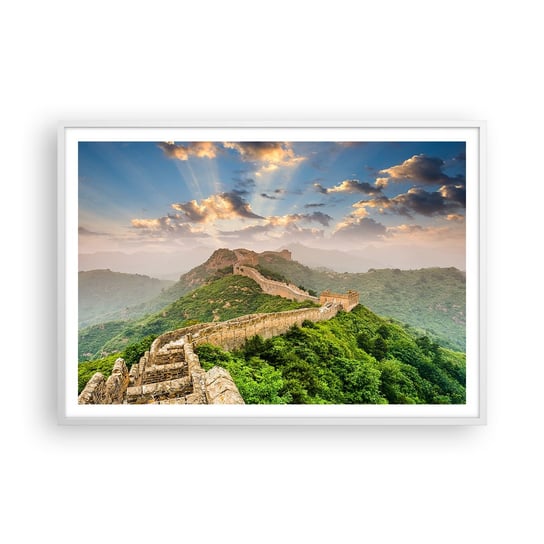 Obraz - Plakat - Nieprzemijająca wielkość - 100x70cm - Krajobraz Mur Chiński Azja - Foto Plakaty w ramie koloru białego do Salonu Sypialni ARTTOR ARTTOR