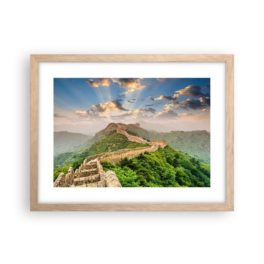 Obraz - Plakat - Nieprzemijająca wielkość - 40x30cm - Krajobraz Mur Chiński Azja - Foto Plakaty na ścianę w ramie jasny dąb - Plakat do Salonu Sypialni ARTTOR ARTTOR