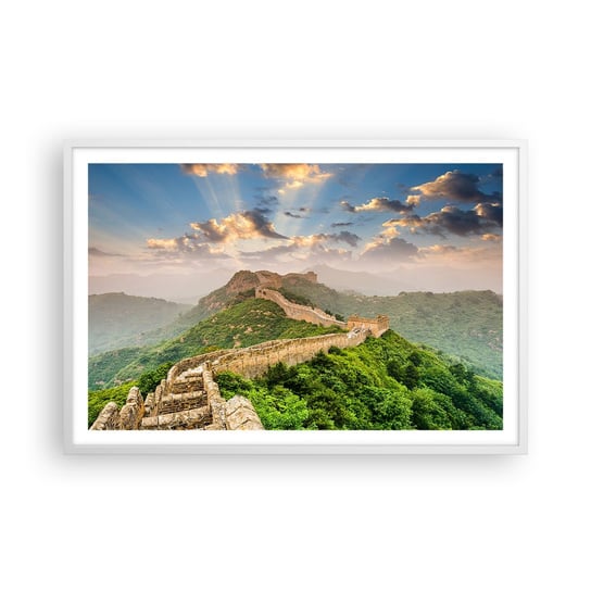Obraz - Plakat - Nieprzemijająca wielkość - 91x61cm - Krajobraz Mur Chiński Azja - Foto Plakaty na ścianę w ramie białej - Plakat do Salonu Sypialni ARTTOR ARTTOR