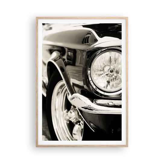 Obraz - Plakat - Nieprzemijający blask - 70x100cm - Auto Samochód Klasyczny - Foto Plakaty w ramie koloru jasny dąb do Salonu Sypialni ARTTOR ARTTOR