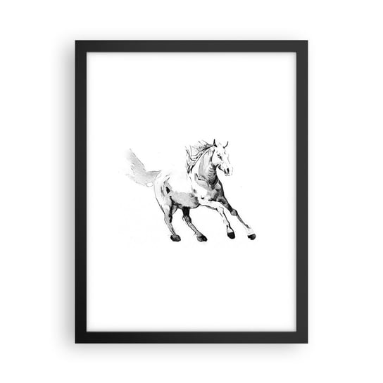 Obraz - Plakat - Nieujarzmiona dusza - 30x40cm - Koń Zwierzęta Grafika - Foto Plakaty na ścianę w czarnej ramie - Plakat do Salonu Sypialni ARTTOR ARTTOR