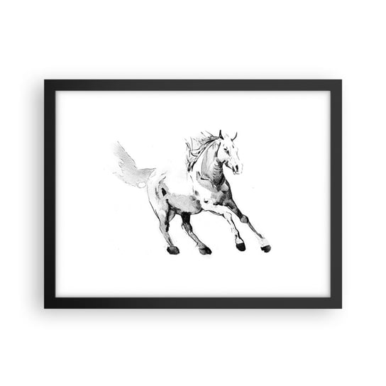Obraz - Plakat - Nieujarzmiona dusza - 40x30cm - Koń Zwierzęta Grafika - Foto Plakaty na ścianę w czarnej ramie - Plakat do Salonu Sypialni ARTTOR ARTTOR