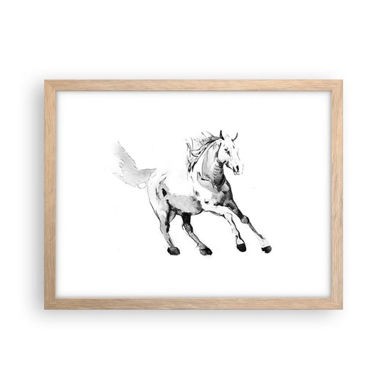 Obraz - Plakat - Nieujarzmiona dusza - 40x30cm - Koń Zwierzęta Grafika - Foto Plakaty na ścianę w ramie jasny dąb - Plakat do Salonu Sypialni ARTTOR ARTTOR