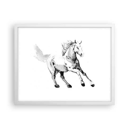 Obraz - Plakat - Nieujarzmiona dusza - 50x40cm - Koń Zwierzęta Grafika - Foto Plakaty w ramie koloru białego do Salonu Sypialni ARTTOR ARTTOR