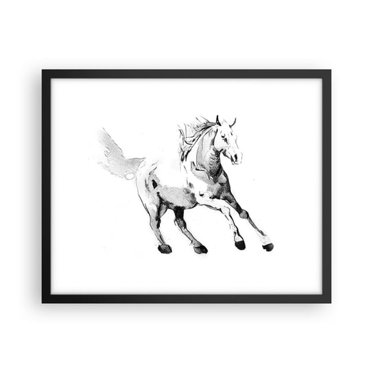 Obraz - Plakat - Nieujarzmiona dusza - 50x40cm - Koń Zwierzęta Grafika - Foto Plakaty w ramie koloru czarnego do Salonu Sypialni ARTTOR ARTTOR