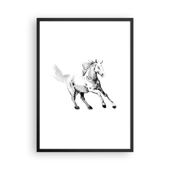 Obraz - Plakat - Nieujarzmiona dusza - 50x70cm - Koń Zwierzęta Grafika - Nowoczesny modny obraz Plakat czarna rama ARTTOR ARTTOR