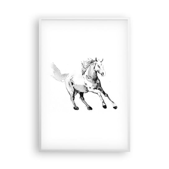 Obraz - Plakat - Nieujarzmiona dusza - 61x91cm - Koń Zwierzęta Grafika - Foto Plakaty na ścianę w ramie białej - Plakat do Salonu Sypialni ARTTOR ARTTOR