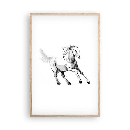 Obraz - Plakat - Nieujarzmiona dusza - 61x91cm - Koń Zwierzęta Grafika - Foto Plakaty na ścianę w ramie jasny dąb - Plakat do Salonu Sypialni ARTTOR ARTTOR
