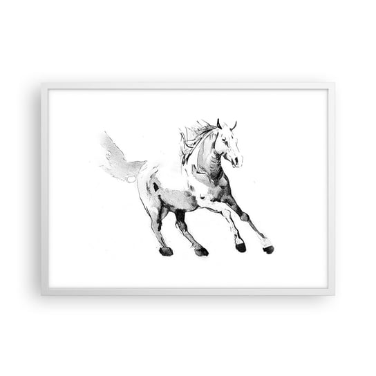 Obraz - Plakat - Nieujarzmiona dusza - 70x50cm - Koń Zwierzęta Grafika - Nowoczesny modny obraz Plakat rama biała ARTTOR ARTTOR