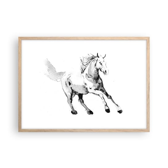Obraz - Plakat - Nieujarzmiona dusza - 70x50cm - Koń Zwierzęta Grafika - Nowoczesny modny obraz Plakat rama jasny dąb ARTTOR ARTTOR
