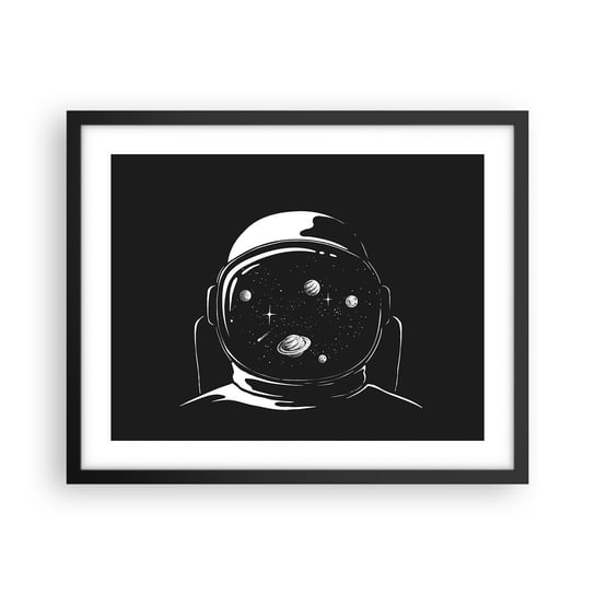 Obraz - Plakat - Niezły widok - 50x40cm - Astronauta Kosmos Wszechświat - Foto Plakaty w ramie koloru czarnego do Salonu Sypialni ARTTOR ARTTOR