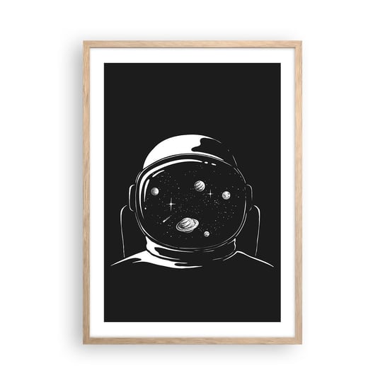 Obraz - Plakat - Niezły widok - 50x70cm - Astronauta Kosmos Wszechświat - Nowoczesny modny obraz Plakat rama jasny dąb ARTTOR ARTTOR