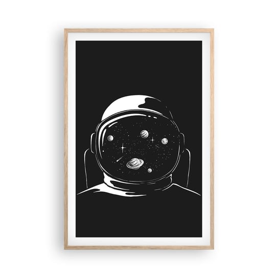 Obraz - Plakat - Niezły widok - 61x91cm - Astronauta Kosmos Wszechświat - Foto Plakaty na ścianę w ramie jasny dąb - Plakat do Salonu Sypialni ARTTOR ARTTOR