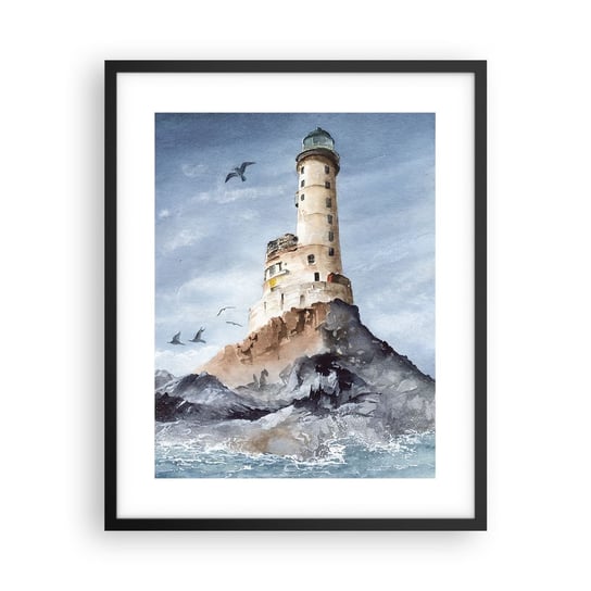 Obraz - Plakat - Niezwyciężona - 40x50cm - Latarnia Morska Morze Mewa - Foto Plakaty w ramie koloru czarnego do Salonu Sypialni ARTTOR ARTTOR