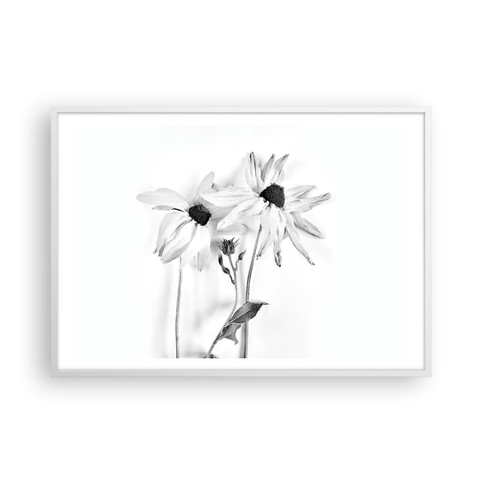 Obraz - Plakat - Nikt nie chce być sam - 100x70cm - Kwiaty Czarno-Biały Natura - Foto Plakaty w ramie koloru białego do Salonu Sypialni ARTTOR ARTTOR