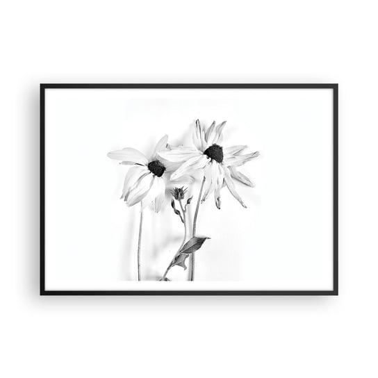 Obraz - Plakat - Nikt nie chce być sam - 100x70cm - Kwiaty Czarno-Biały Natura - Foto Plakaty w ramie koloru czarnego do Salonu Sypialni ARTTOR ARTTOR